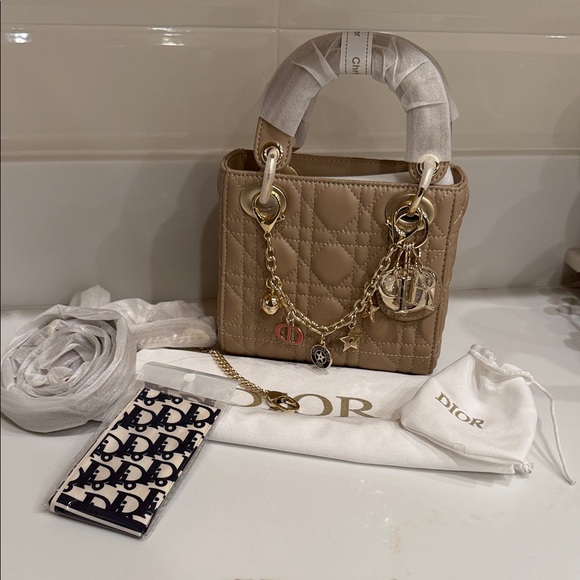 Dior Beige Quilted Mini Bag - Picture 1 of 9